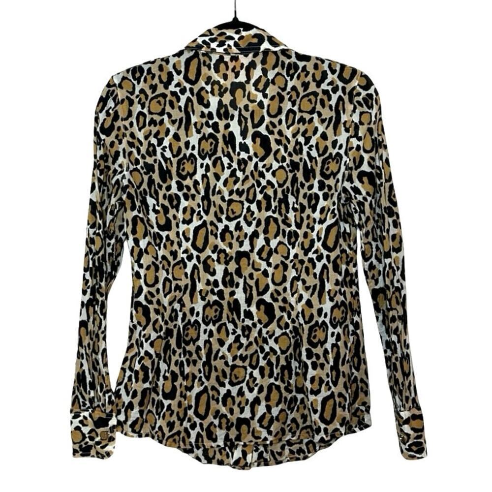 Tory Burch Women’s Leopard Print Button Down Long Sleeve Shirt Size 2 - Picture 2 of 7